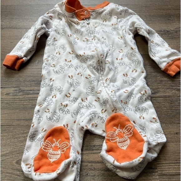 Burt’s Bees Baby Turkey Footed Onesie 3-6M EUC Fall Autumn Thanksgiving Footie - Picture 5 of 7
